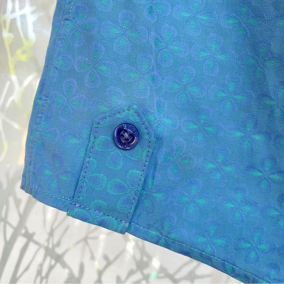 Authentic KENZO HOMME Slim Fit blue print collar button up short sleeve shirt - Picture 7 of 11